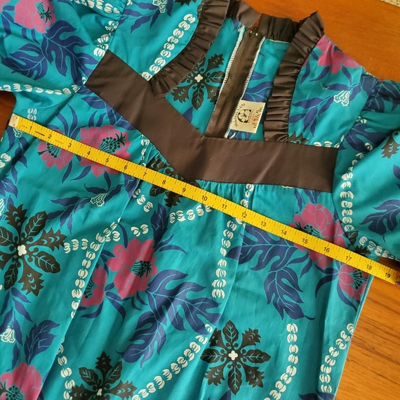 Ladies Vintage Blue Hawaiian muumuu Maxi dress medium - Picture 10 of 10